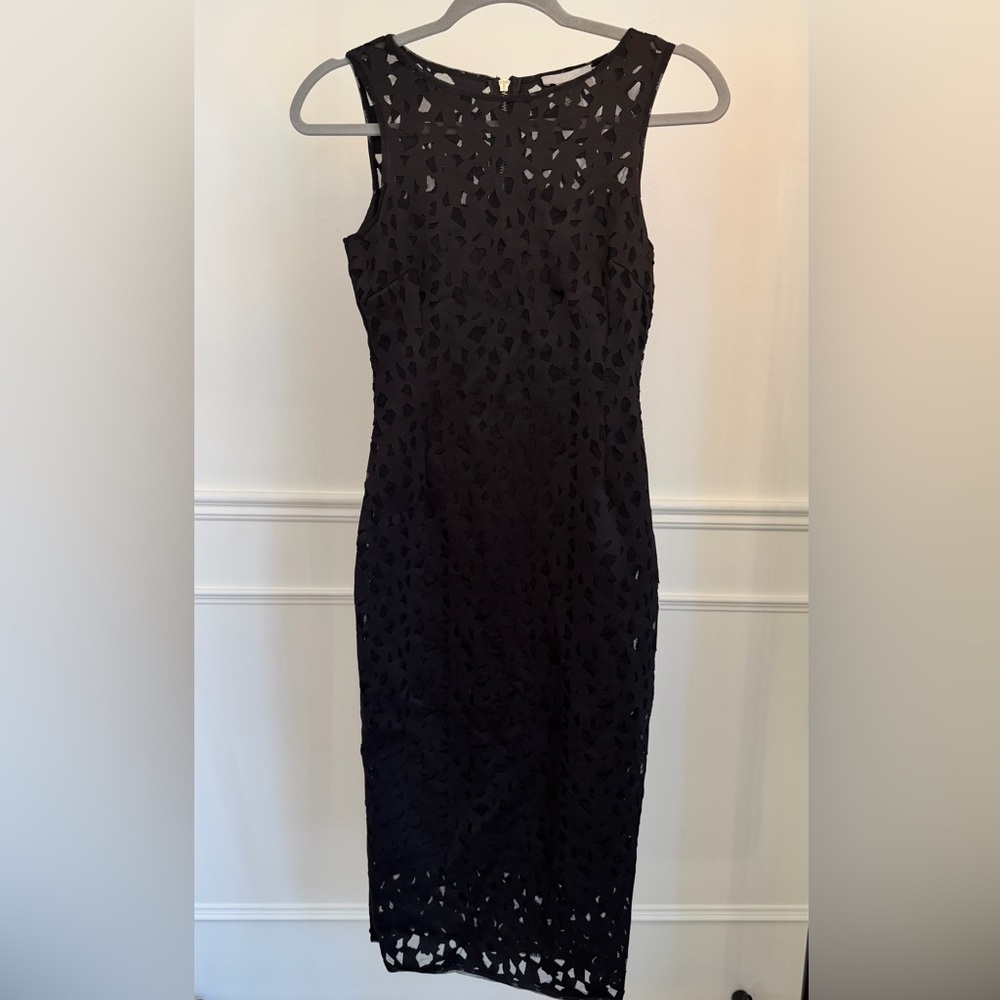H&M Laser-cut Black Midi Dress